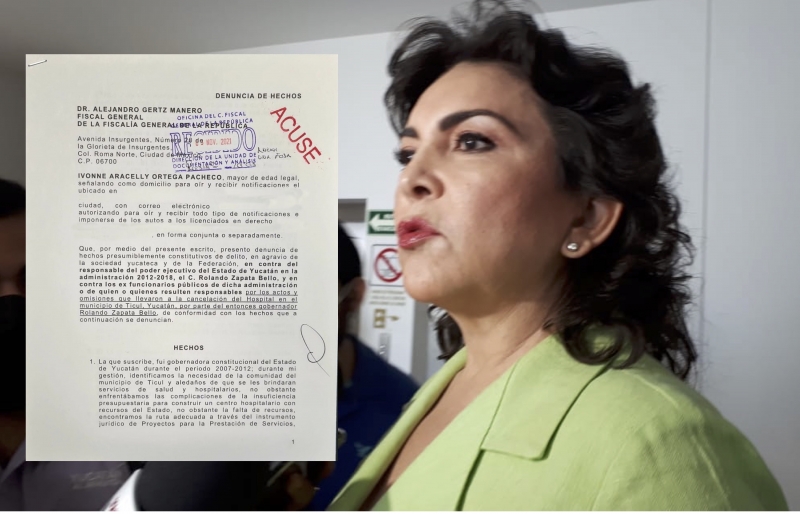 Ivonne Ortega cumple advertencia y denuncia a Rolando Zapata ante la FGR