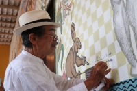 Develan placa del mural &ldquo;Infinito de quetzales en el mundo de venados&rdquo;