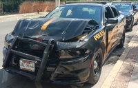 Policía provoca siniestro vial en avenida Colón