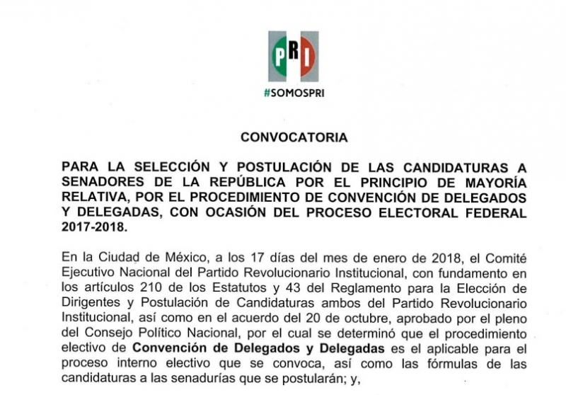 Listas convocatorias en el PRI