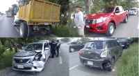 Volquete ocasiona "carambola" en el Periférico de Mérida 