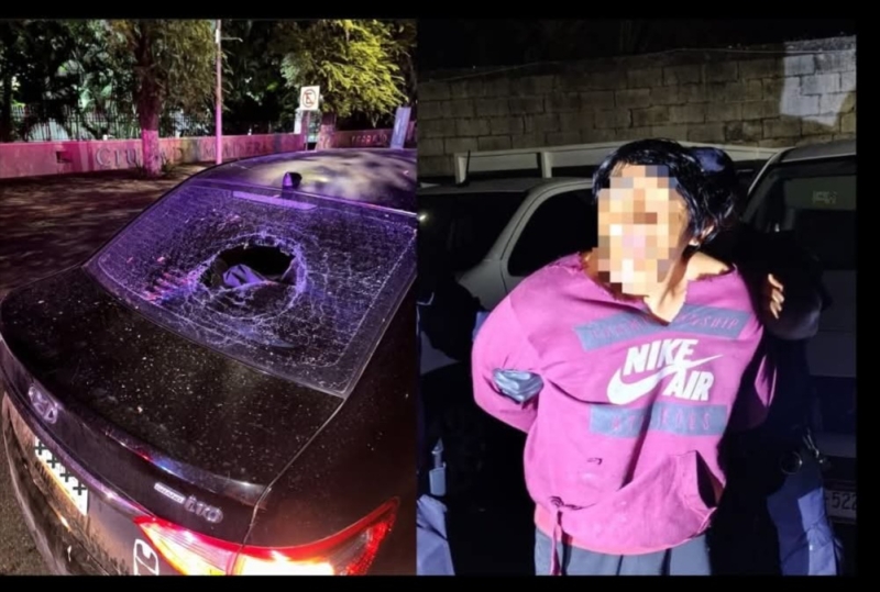 Arroja piedra a vehículo en la Cupules