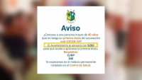 Otorgar&aacute;n 200 pesos a personas por recibir vacuna en Tizim&iacute;n