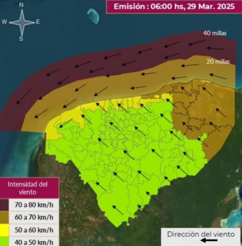 Prevén rachas fuertes de viento, del 1 al 6 de abril