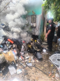 Arde predio en San Juan Grande